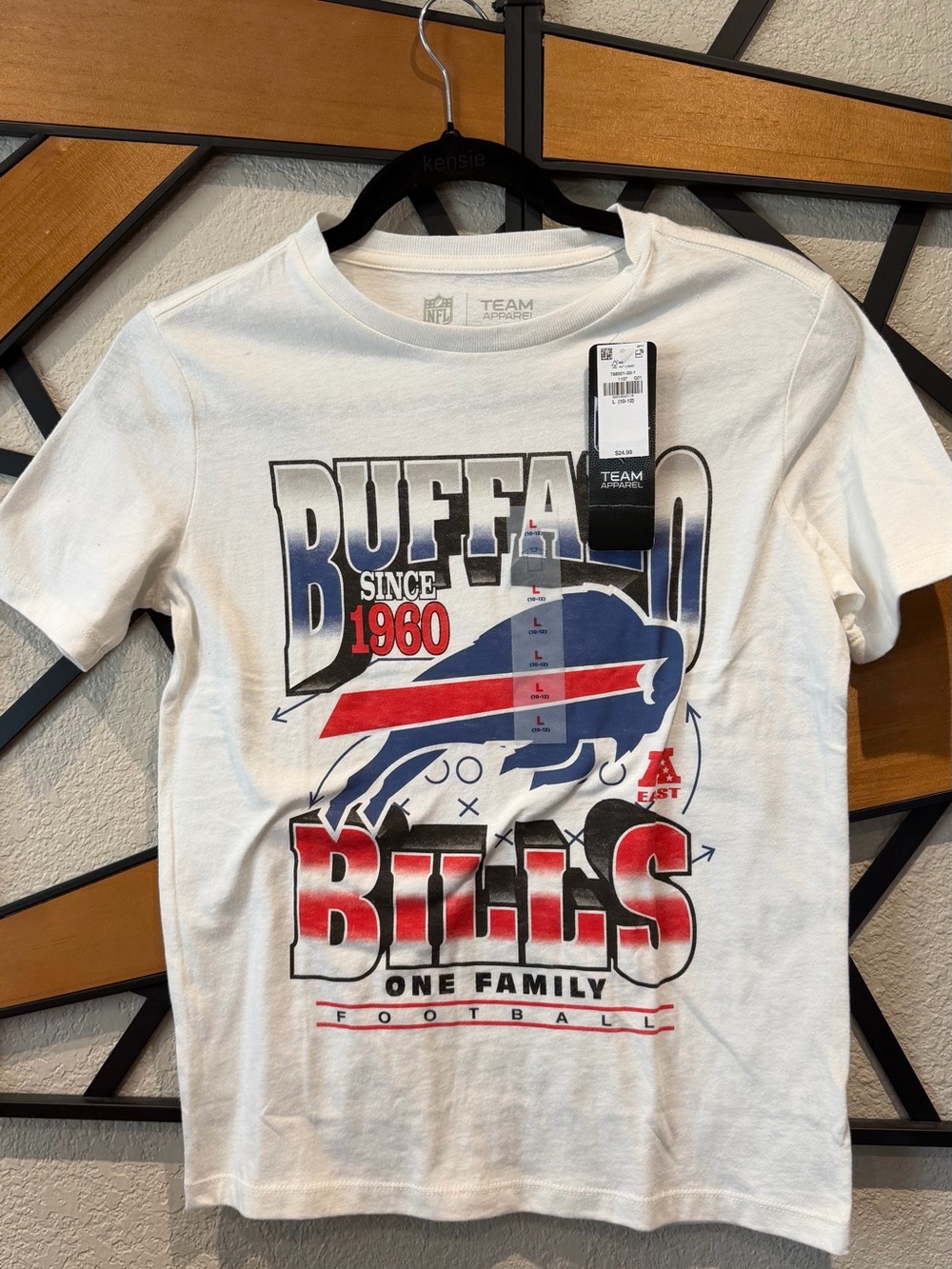 NFL White Buffalo Bills Graphic Tee with Red & Blue Logo
